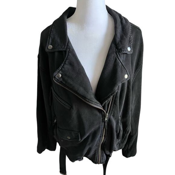 Free People Women's Large Jacket NWT the Rebel Soft Shell Moto Coat new black - Picture 1 of 13